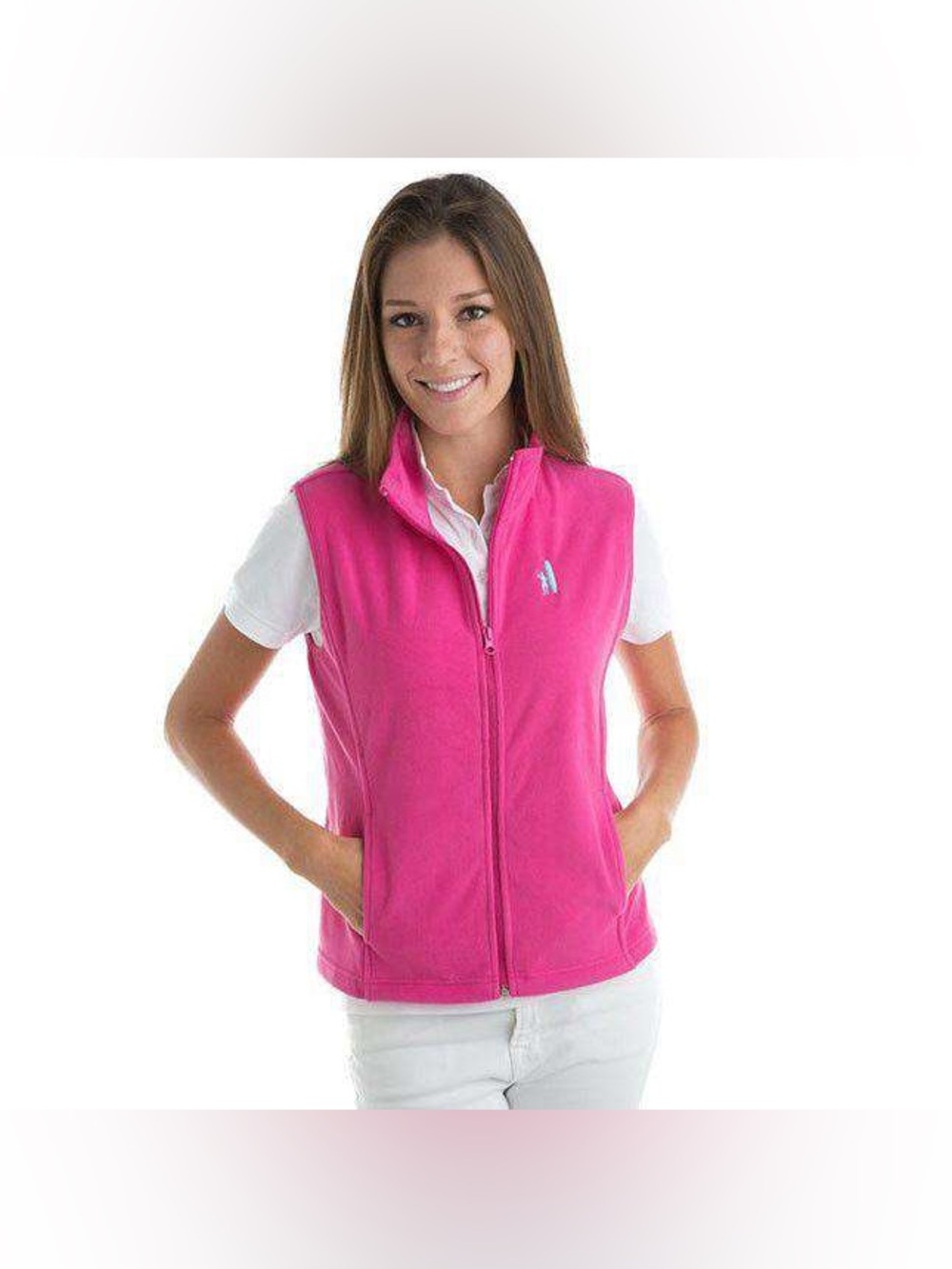 Johnnie-O Fleece Vest Womens Medium Sleeveless Pink Polyester Lightweight 81037